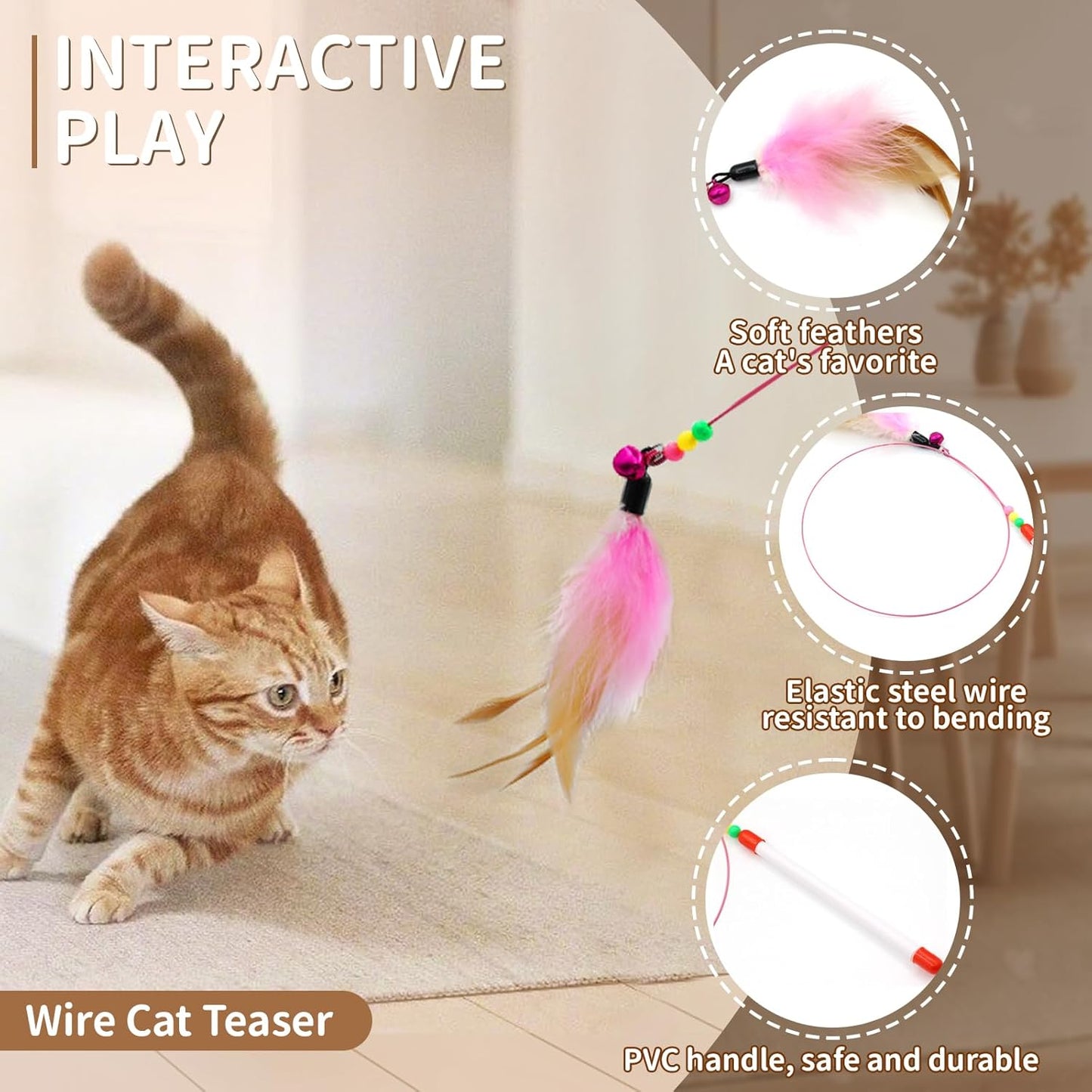 Ultimate 25-Piece Cat Toy Bundle with Rainbow Tunnel - Interactive Playtime Set for Indoor Cats & Kittens, Featuring Feather Teasers, Springs, Balls, Mice & Noisy Toys!