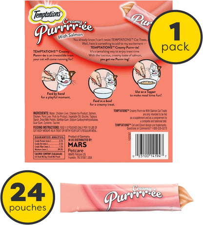 Indulge Your Cat with  Creamy Salmon Puree Treats - 24 Squeezable Lickable Tubes!