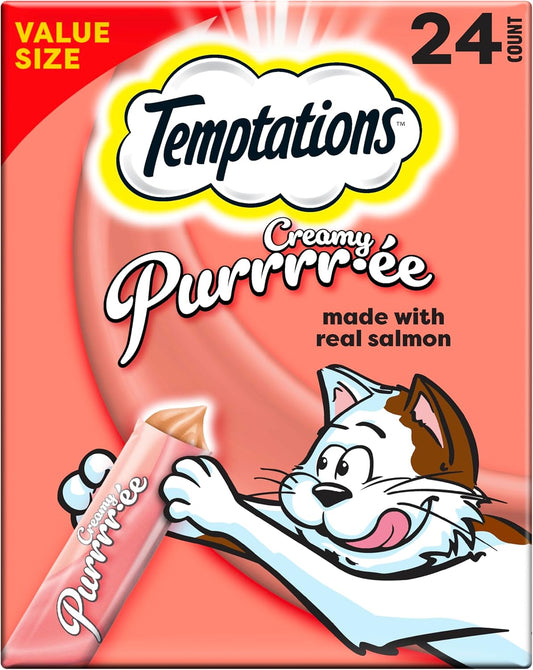 Indulge Your Cat with  Creamy Salmon Puree Treats - 24 Squeezable Lickable Tubes!