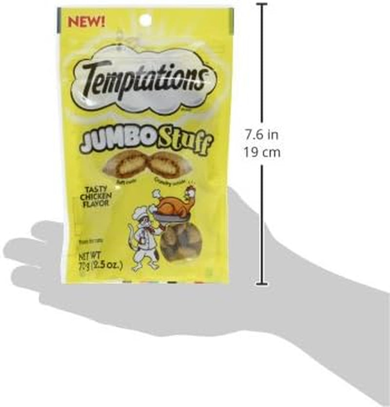 Jumbo Stuffed Cat Treats - Crunchy & Soft Chicken Flavor, 2.5 Oz Pouch (Pack of 12) - Irresistible Delight for Your Feline Friend!