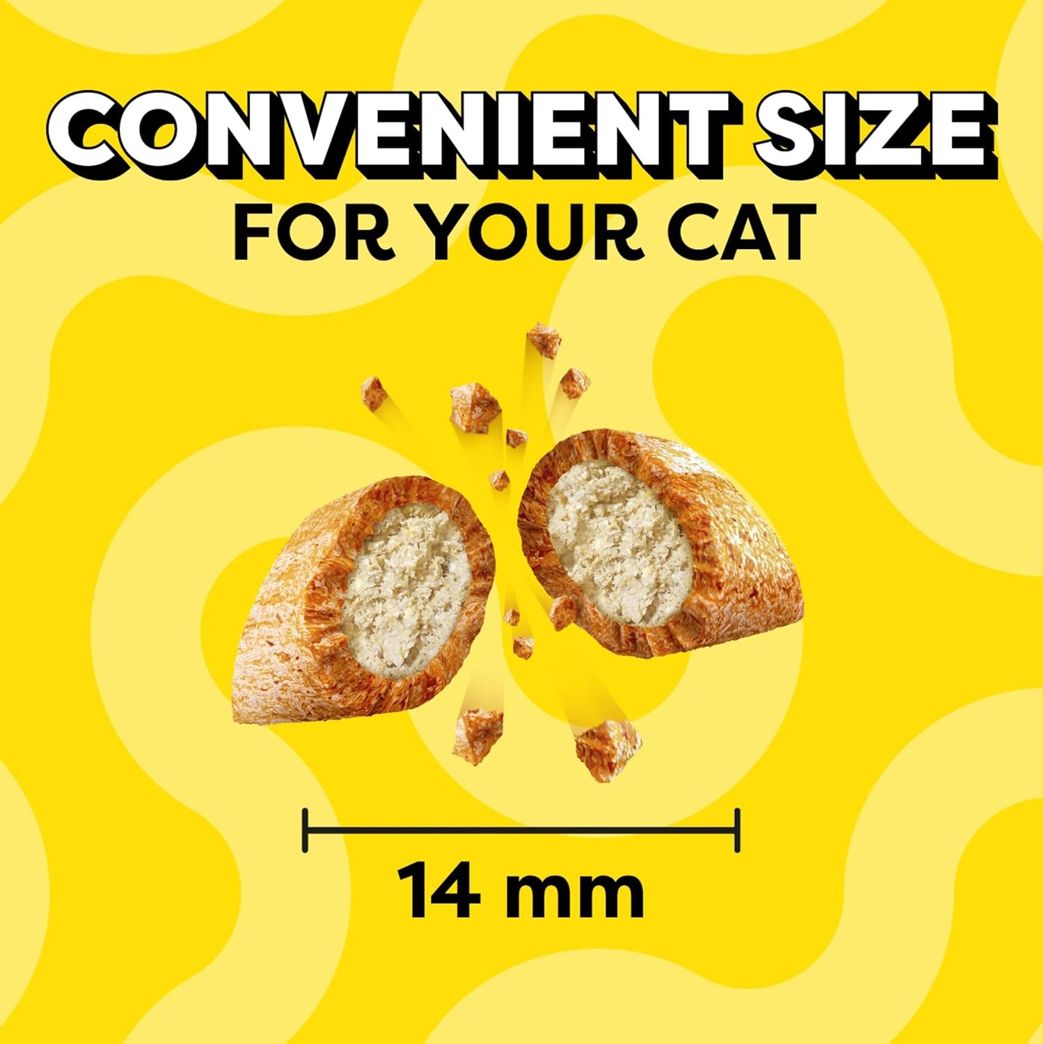 Jumbo Stuffed Cat Treats - Crunchy & Soft Chicken Flavor, 2.5 Oz Pouch (Pack of 12) - Irresistible Delight for Your Feline Friend!
