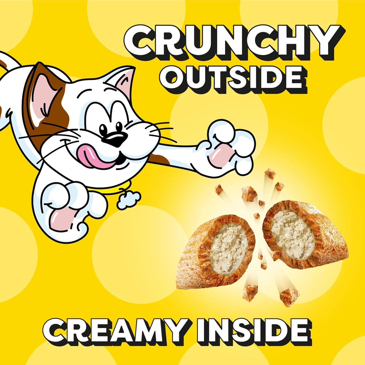 Jumbo Stuffed Cat Treats - Crunchy & Soft Chicken Flavor, 2.5 Oz Pouch (Pack of 12) - Irresistible Delight for Your Feline Friend!
